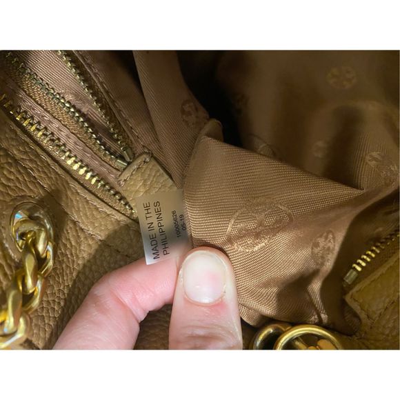 Tory Burch Britten Leather Satchel Tote/Shoulder Bag Bark Brown Tan, MSRP $495 - Picture 7 of 15